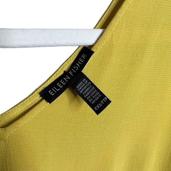 Eileen Fisher Yellow Yarow Tencel Viscose Crepe Drop Waist Dress XXS $268 - Picture 4 of 7